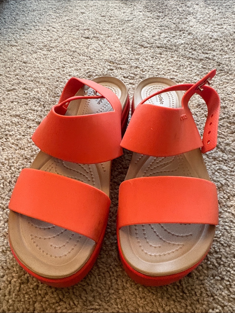 CROCS Women's Coral-Orange Platform Sandals